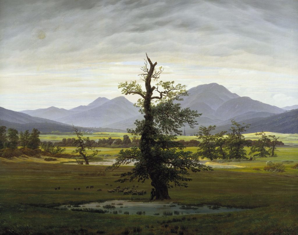 painting of tree in landscape